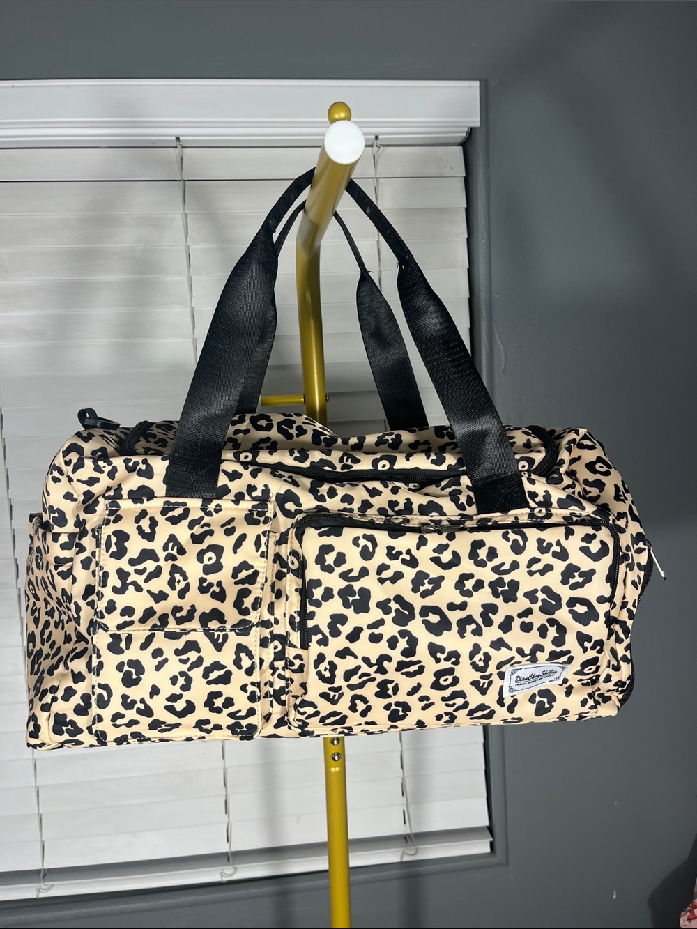 Leopard Print Duffel Bag with Black Straps -  Travel Ready - NWOT